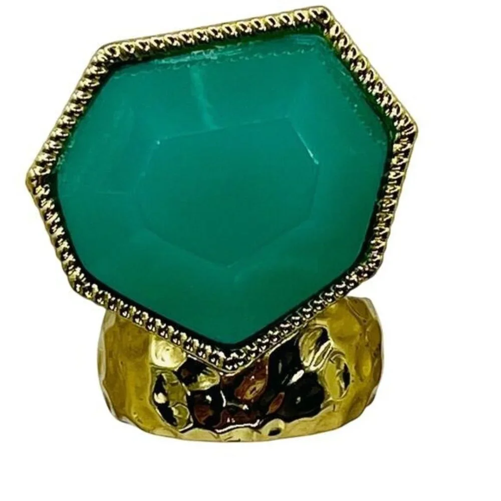 Jewelmint Gold-Tone Faux Turquoise Cocktail Statement Ring - Picture 1 of 6
